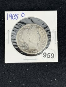 1908 O Barber Half Dollar Silver Coin