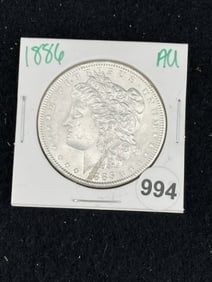 1886 AU Morgan Silver Dollar Coin
