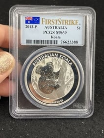 2013 P Australia PCGS MS69 Koala 1 Ounce .999 Fine Silver Coin