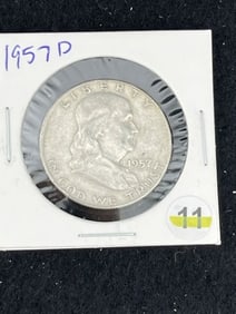 1957 D Franklin Half Dollar Silver Coin