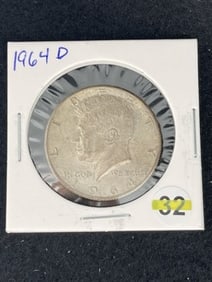 1964 D Kennedy Half Dollar Silver Coin