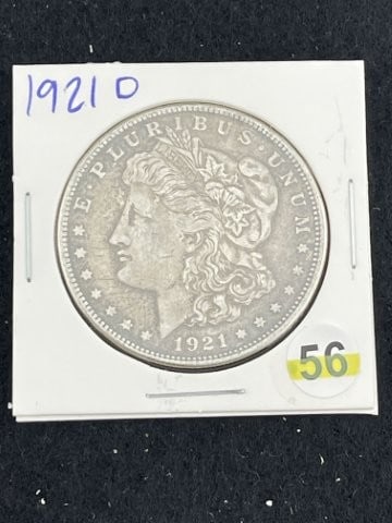 1921 D Morgan Silver Dollar Coin: KEY WORDS: INDIAN ARTIFACT AR+C676:I992TIFACTS ARROWHEAD ARROWHEADS NATIVE AMERICAN MISSISSIPPIAN QUAPAW CADDO POTTERY COINS MORGAN DOLLAR PEACE DOLLAR SILVER COINS. All coins have been Sigma tested f
