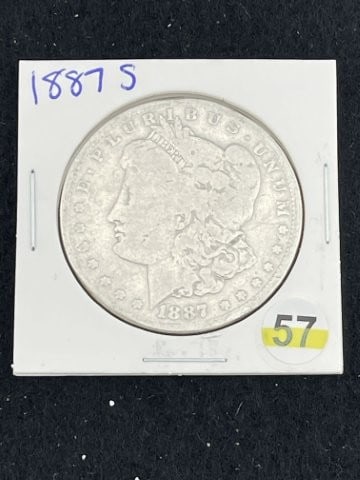 1887 S Morgan Silver Dollar Coin: KEY WORDS: INDIAN ARTIFACT AR+C676:I992TIFACTS ARROWHEAD ARROWHEADS NATIVE AMERICAN MISSISSIPPIAN QUAPAW CADDO POTTERY COINS MORGAN DOLLAR PEACE DOLLAR SILVER COINS. All coins have been Sigma tested f