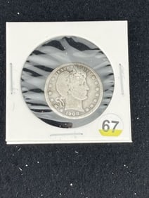 1908 Barber Quarter Coin