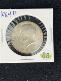 1964 D Kennedy Half Dollar Silver Coin