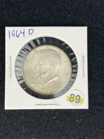 1964 D Kennedy Half Dollar Silver Coin