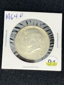 1964 D Kennedy Half Dollar Silver Coin