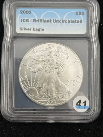 2001 UNC Silver Eagle Coin (1 of 2)
