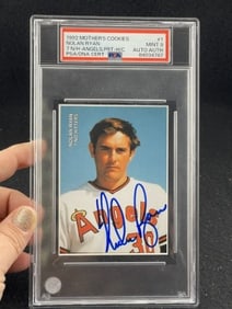 1992 Mother's Cookies Nolan Ryan Hand Signed Authentic Autograph Mint 9