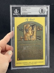 Hall of Fame Plaque Postcard Yogi Berra Hand Signed Authentic Autograph