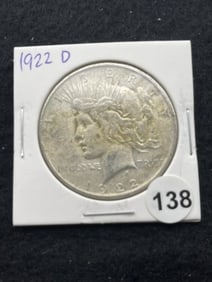 1922 D Peace Silver Dollar Coin