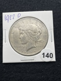1922 D Peace Silver Dollar Coin