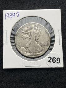 1939 S Walking Liberty Half Dollar Silver Coin