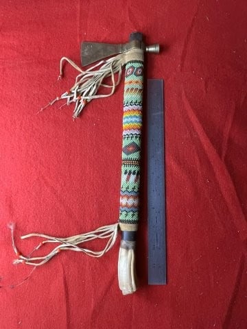 Beaded Trade Axe Indian Artifact Arrowhead: KEY WORDS: INDIAN ARTIFACT ARTIFACTS ARROWHEAD ARROWHEADS NATIVE AMERICAN MISSISSIPPIAN QUAPAW CADDO POTTERY COINS MORGAN DOLLAR PEACE DOLLAR SILVER COINS. All coins have been Sigma tested for authent