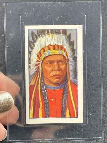 1927 Godfrey Phillips "Red Indians" Mangas Colorado Card: KEY WORDS: INDIAN ARTIFACT ARTIFACTS ARROWHEAD ARROWHEADS NATIVE AMERICAN MISSISSIPPIAN QUAPAW CADDO POTTERY COINS MORGAN DOLLAR PEACE DOLLAR SILVER COINS. All coins have been Sigma tested for authent