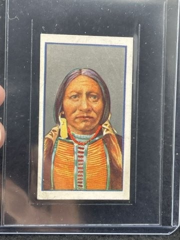 1927 Godfrey Phillips "Red Indians" Uncas Card: KEY WORDS: INDIAN ARTIFACT ARTIFACTS ARROWHEAD ARROWHEADS NATIVE AMERICAN MISSISSIPPIAN QUAPAW CADDO POTTERY COINS MORGAN DOLLAR PEACE DOLLAR SILVER COINS. All coins have been Sigma tested for authent