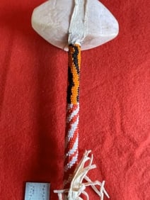 War Club with Beaded Handle Indian Artifact Arrowhead