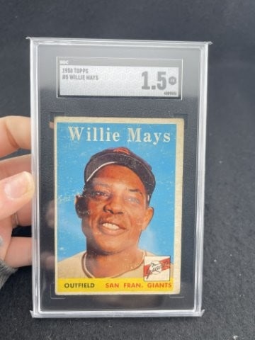 1958 Topps Willie Mays Baseball Card: KEY WORDS: INDIAN ARTIFACT ARTIFACTS ARROWHEAD ARROWHEADS NATIVE AMERICAN MISSISSIPPIAN QUAPAW CADDO POTTERY COINS MORGAN DOLLAR PEACE DOLLAR SILVER COINS. All coins have been Sigma tested for authent
