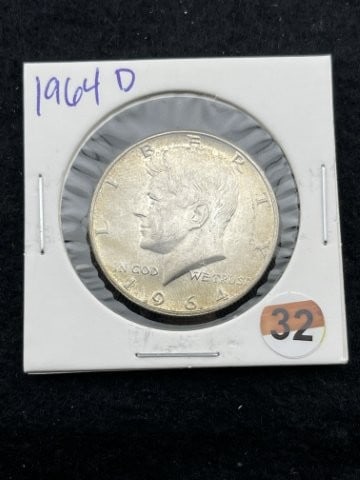1964 D Kennedy Half Dollar Silver Coin: KEY WORDS: INDIAN ARTIFACT ARTIFACTS ARROWHEAD ARROWHEADS NATIVE AMERICAN MISSISSIPPIAN QUAPAW CADDO POTTERY COINS MORGAN DOLLAR PEACE DOLLAR SILVER COINS. All coins have been Sigma tested for authent