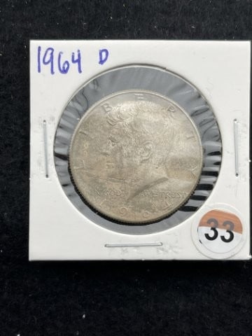 1964 D Kennedy Half Dollar Silver Coin: KEY WORDS: INDIAN ARTIFACT ARTIFACTS ARROWHEAD ARROWHEADS NATIVE AMERICAN MISSISSIPPIAN QUAPAW CADDO POTTERY COINS MORGAN DOLLAR PEACE DOLLAR SILVER COINS. All coins have been Sigma tested for authent