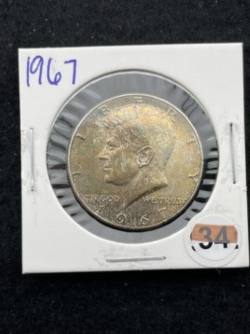 1967 Kennedy Half Dollar Silver Coin: KEY WORDS: INDIAN ARTIFACT ARTIFACTS ARROWHEAD ARROWHEADS NATIVE AMERICAN MISSISSIPPIAN QUAPAW CADDO POTTERY COINS MORGAN DOLLAR PEACE DOLLAR SILVER COINS. All coins have been Sigma tested for authent