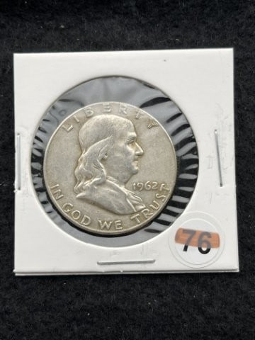 1962 Franklin Half Dollar Silver Coin (1 of 2)
