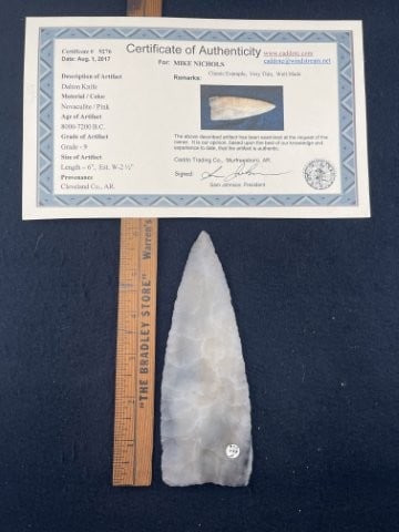 6" Dalton Knife made of Novaculite from Cleveland County AR comes with Sam Johnson COA (1 of 7)