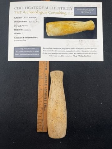 5&1/4" Tube Pipe from York County NC with Tony Putty COA made of sandstone ex- William Allen (1 of 6)