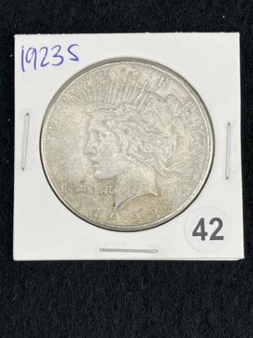 1923 S Peace Silver Dollar Coin: KEY WORDS: INDIAN ARTIFACT ARTIFACTS ARROWHEAD ARROWHEADS NATIVE AMERICAN MISSISSIPPIAN QUAPAW CADDO POTTERY COINS MORGAN DOLLAR PEACE DOLLAR SILVER COINS. All coins have been Sigma tested for