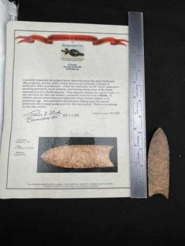 Clovis with Bannerstone Tom COA from Thomas County, Georgia Indian Artifact Arrowhead (1 of 7)