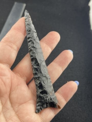 Obsidian Drill Indian Artifact Arrowhead - 3