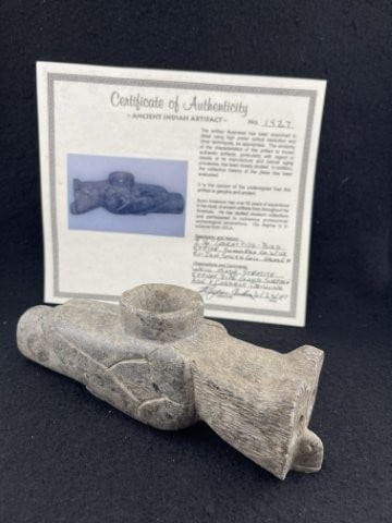 Bird Effigy Stone Pipe with Bryon Anderson COA from Summers County, Virginia ex - Jan Smith (1 of 8)