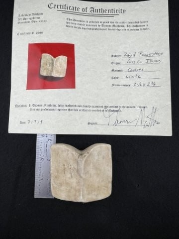 Ridged Bannesrtone with Thomas Matthews COA from Cass County, Illinois Indian Artifact Arrowhead (1 of 7)