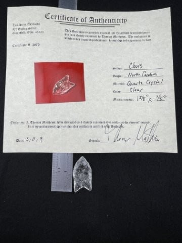 Clovis with Thomas Matthews COA from North Carolina Indian Artifact Arrowhead (1 of 6)