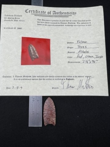 Folsom with Thomas Matthews COA from Texas Indian Artifact Arrowhead (1 of 6)