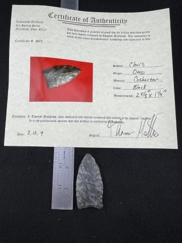 Clovis with Thomas Matthews COA from Ohio Indian Artifact Arrowhead (1 of 6)