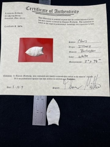 Clovis with Thomas Matthews COA from Illinois Indian Artifact Arrowhead (1 of 6)