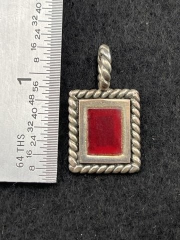 Sterling Silver Pendant: KEY WORDS: INDIAN ARTIFACT ARTIFACTS ARROWHEAD ARROWHEADS NATIVE AMERICAN MISSISSIPPIAN QUAPAW CADDO POTTERY COINS MORGAN DOLLAR PEACE DOLLAR SILVER COINS. All coins have been Sigma tested for authent