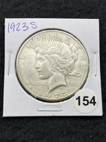 1923 S Peace Silver Dollar Coin: KEY WORDS: INDIAN ARTIFACT ARTIFACTS ARROWHEAD ARROWHEADS NATIVE AMERICAN MISSISSIPPIAN QUAPAW CADDO POTTERY COINS MORGAN DOLLAR PEACE DOLLAR SILVER COINS. All coins have been Sigma tested for