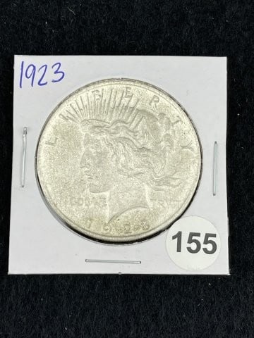 1923 Peace Silver Dollar Coin: KEY WORDS: INDIAN ARTIFACT ARTIFACTS ARROWHEAD ARROWHEADS NATIVE AMERICAN MISSISSIPPIAN QUAPAW CADDO POTTERY COINS MORGAN DOLLAR PEACE DOLLAR SILVER COINS. All coins have been Sigma tested for