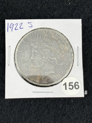 1922 S Peace Silver Dollar Coin: KEY WORDS: INDIAN ARTIFACT ARTIFACTS ARROWHEAD ARROWHEADS NATIVE AMERICAN MISSISSIPPIAN QUAPAW CADDO POTTERY COINS MORGAN DOLLAR PEACE DOLLAR SILVER COINS. All coins have been Sigma tested for