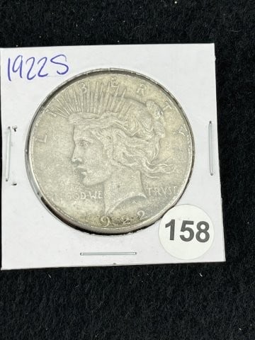 1922 S Peace Silver Dollar Coin: KEY WORDS: INDIAN ARTIFACT ARTIFACTS ARROWHEAD ARROWHEADS NATIVE AMERICAN MISSISSIPPIAN QUAPAW CADDO POTTERY COINS MORGAN DOLLAR PEACE DOLLAR SILVER COINS. All coins have been Sigma tested for