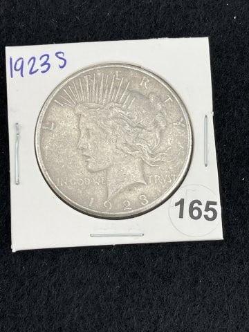 1923 S Peace Silver Dollar Coin: KEY WORDS: INDIAN ARTIFACT ARTIFACTS ARROWHEAD ARROWHEADS NATIVE AMERICAN MISSISSIPPIAN QUAPAW CADDO POTTERY COINS MORGAN DOLLAR PEACE DOLLAR SILVER COINS. All coins have been Sigma tested for