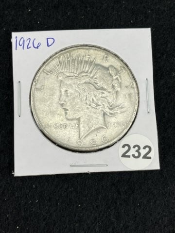 1926 D Peace Silver Dollar Coin: KEY WORDS: INDIAN ARTIFACT ARTIFACTS ARROWHEAD ARROWHEADS NATIVE AMERICAN MISSISSIPPIAN QUAPAW CADDO POTTERY COINS MORGAN DOLLAR PEACE DOLLAR SILVER COINS. All coins have been Sigma tested for