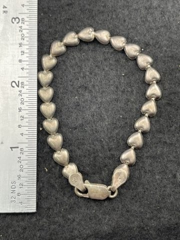 Sterling Silver Bracelet .926: KEY WORDS: INDIAN ARTIFACT ARTIFACTS ARROWHEAD ARROWHEADS NATIVE AMERICAN MISSISSIPPIAN QUAPAW CADDO POTTERY COINS MORGAN DOLLAR PEACE DOLLAR SILVER COINS. All coins have been Sigma tested for authent