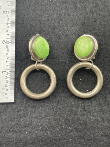 Sterling Earrings: KEY WORDS: INDIAN ARTIFACT ARTIFACTS ARROWHEAD ARROWHEADS NATIVE AMERICAN MISSISSIPPIAN QUAPAW CADDO POTTERY COINS MORGAN DOLLAR PEACE DOLLAR SILVER COINS. All coins have been Sigma tested for authent