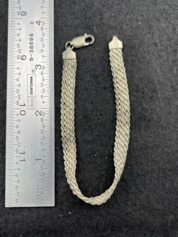 Sterling Silver Bracelet: KEY WORDS: INDIAN ARTIFACT ARTIFACTS ARROWHEAD ARROWHEADS NATIVE AMERICAN MISSISSIPPIAN QUAPAW CADDO POTTERY COINS MORGAN DOLLAR PEACE DOLLAR SILVER COINS. All coins have been Sigma tested for