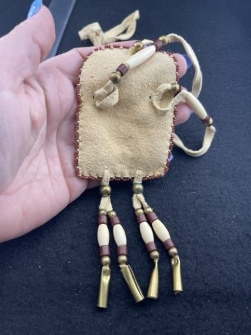 Leather & Beaded Bag - 3