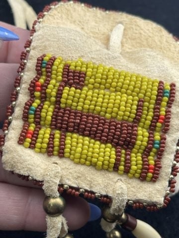Leather & Beaded Bag - 4