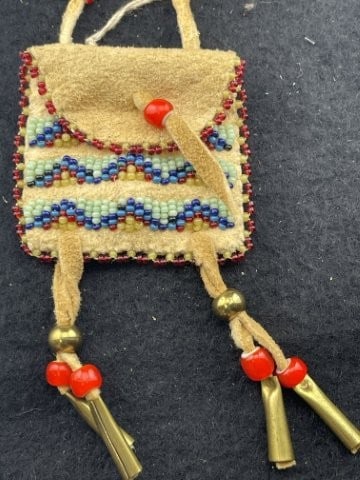 Leather Beaded Pouch - 2